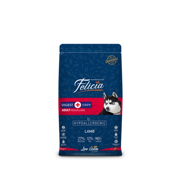 Felicia Yetişkin Kuzulu M/Large Az Tahıllı Breed HypoAllergenic Köpek Maması 3 Kg