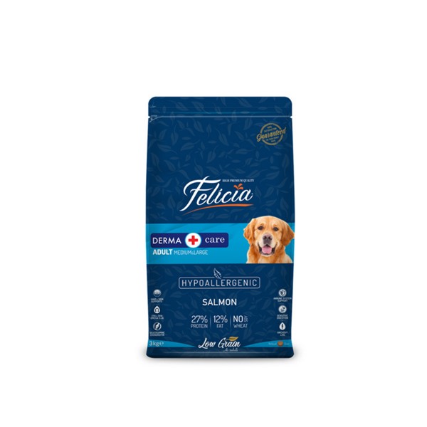 Felicia Yetişkin Somonlu M/Large Az Tahıllı Breed HypoAllergenic Köpek Maması 3 Kg
